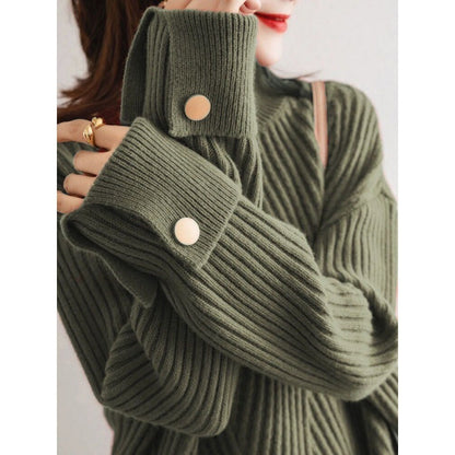 Autumn And Winter Japanese And Korean New Half Turtleneck Sweater Design Cuff Sweater For Women