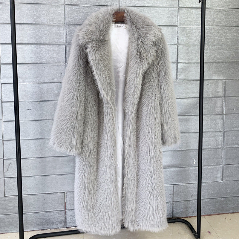 Autumn And Winter Women's Suit Collar Coat Artificial Environmental Fur