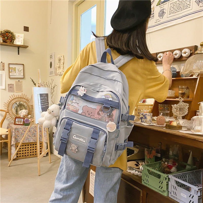 Cute Contrast Color Preppy Casual Nylon Backpack