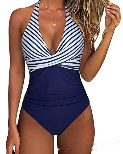 Women's Belly-contracting One-piece Halter Push-up Swimsuit