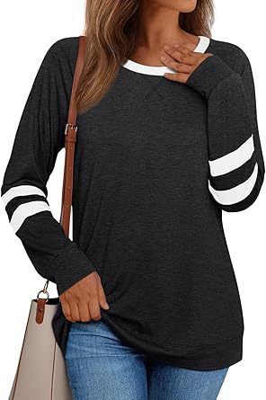 Women's Long-sleeved Shirt Hot Girl Casual Round Neck Multicolor Top