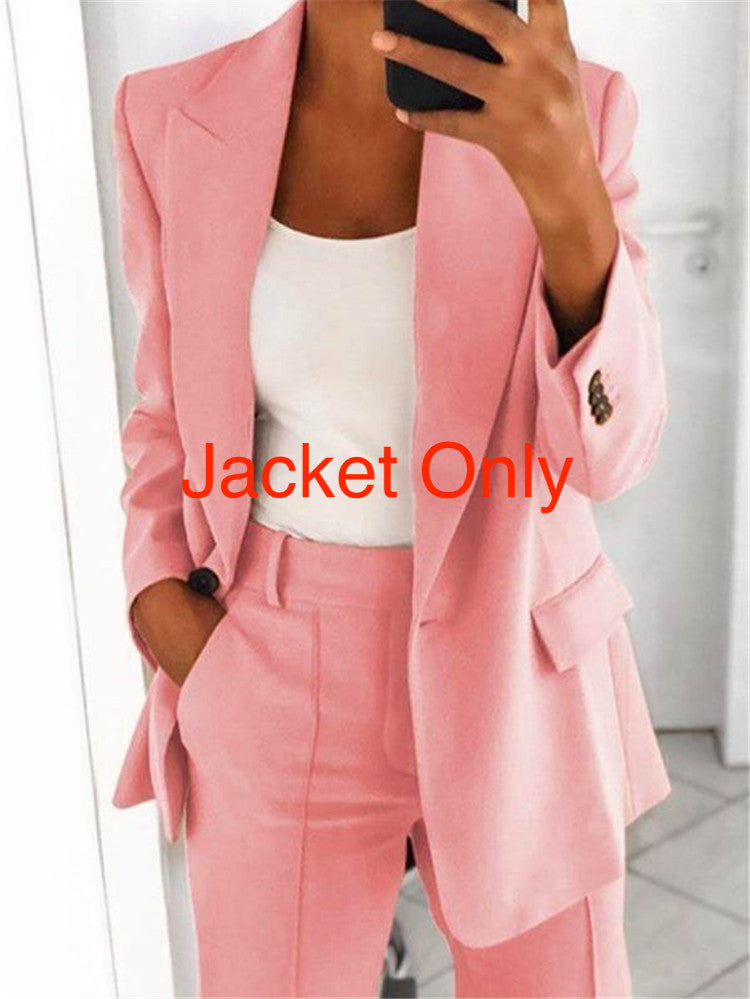 New European and American fashion lapel slim cardigan temperament suit jacket women