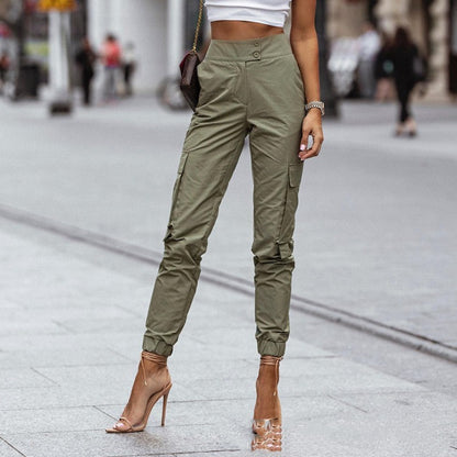 Pantalon de travail décontracté vert armée pour femme