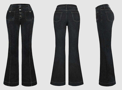 Pantalon slim en denim délavé avec coutures