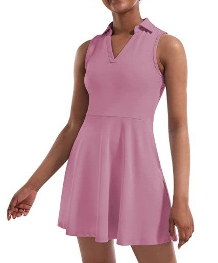 Women's Tennis Skirt With Built-in Shorts Dress