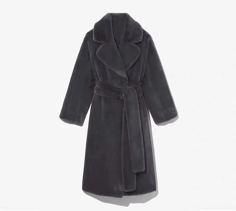 Manteau en fourrure artificielle, manteau de costume, manteau en coton, section longue épaissie, trench-coat en peluche