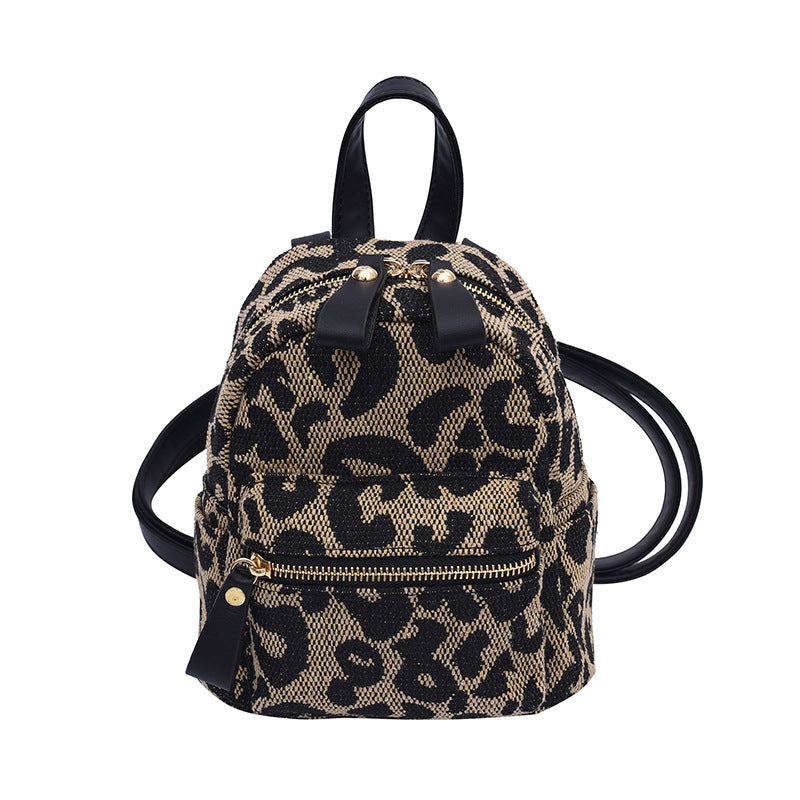 Canvas Leopard Print New All-match Backpack Japanese