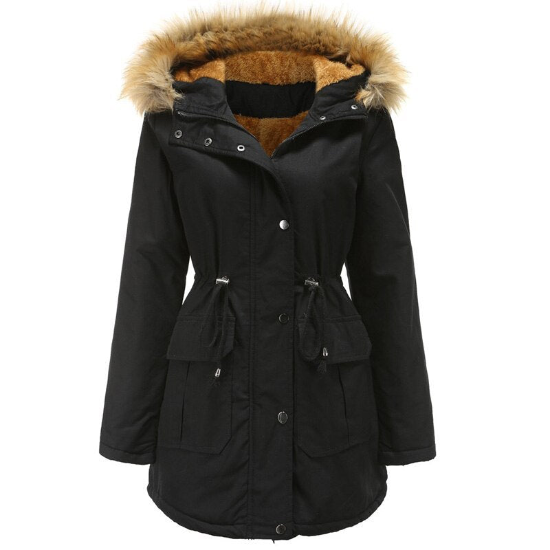 Hooded fur collar winter warm jacket