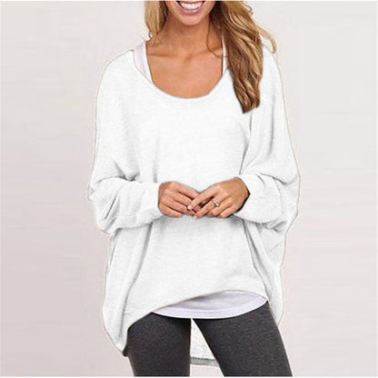 Sweater loose women's solid color T-shirt multi-color knitting