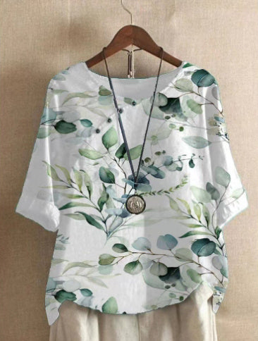 Retro Fashion Printed Loose Casual Short Sleeve T-Shirt Women