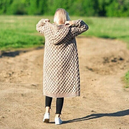 Cardigan tricoté à capuche épais et chaud pour femme