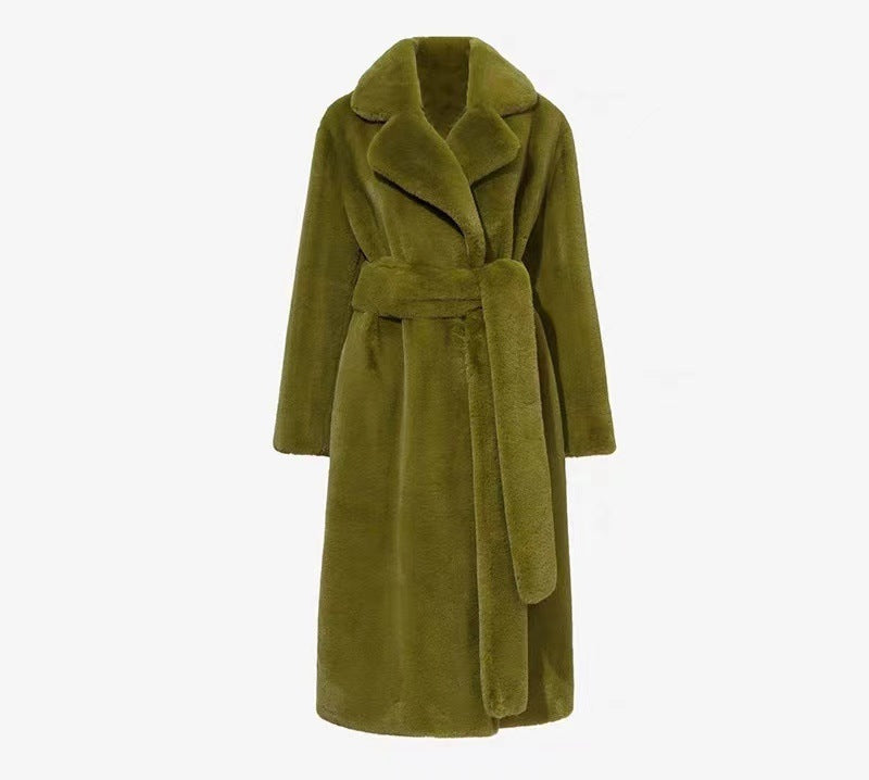 Manteau en fourrure artificielle, manteau de costume, manteau en coton, section longue épaissie, trench-coat en peluche