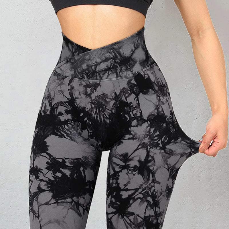 Leggings sans couture Tie Dye Pantalons de yoga pour femmes Push Up Sport Fitness Running Gym Leggings