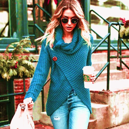 Long-sleeved knitted cardigan sweater