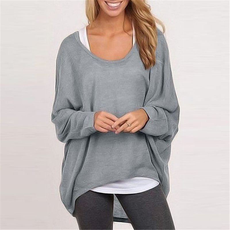 Sweater loose women's solid color T-shirt multi-color knitting