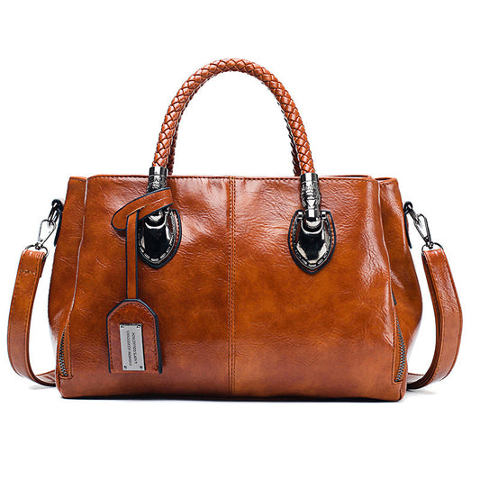 European And American Boston Soft Leather Tote Bag