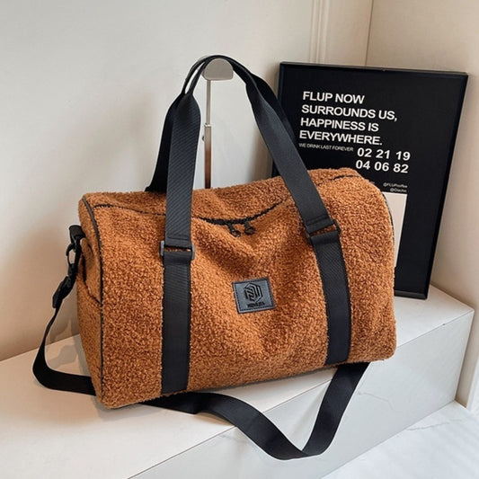 Sac fourre-tout à bandoulière en laine d'agneau simple de grande capacité pour voyage, nouvelle collection automne et hiver