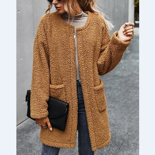 Veste cardigan rembourrée en peluche pour femme