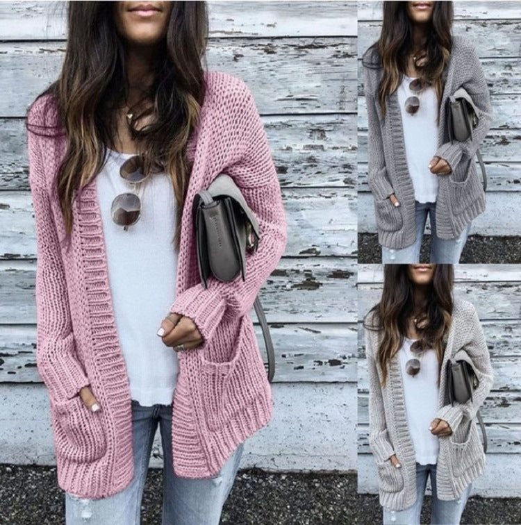 Pull cardigan à manches longues pour femme