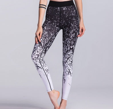 Yogahosen Damen Sportbekleidung Bedruckte Yoga-Leggings im chinesischen Stil Fitness Yoga Laufhosen Sporthosen Kompressionsstrumpfhosen 