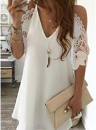 Fashion Trendy Ladies Lace-Up Contrast Shirt Dress