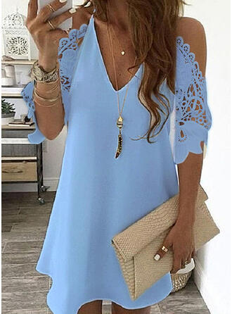 Fashion Trendy Ladies Lace-Up Contrast Shirt Dress