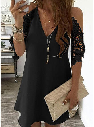 Fashion Trendy Ladies Lace-Up Contrast Shirt Dress