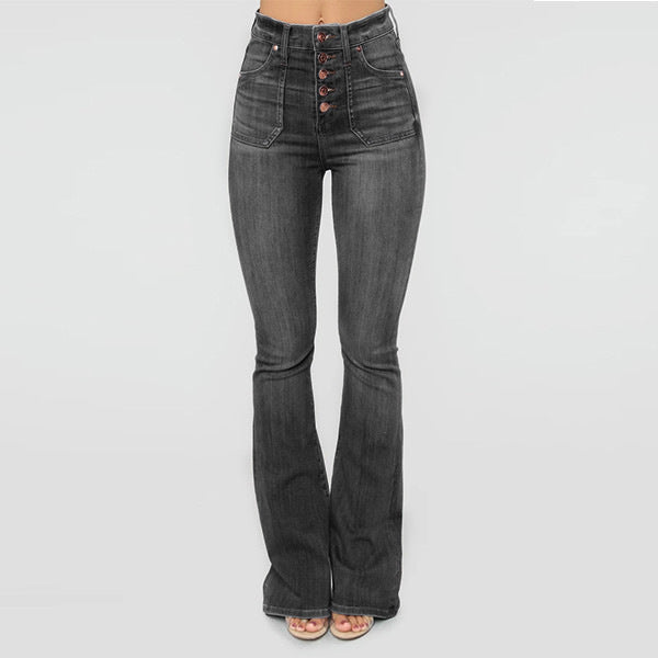 Simple High-waist Slim-fit And Thin-breasted Jeans