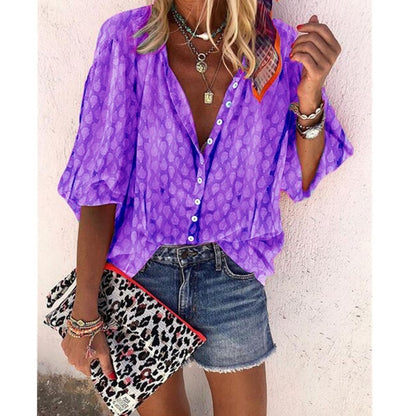 Fashion Casual Multicolor Printed Cardigan Blouse