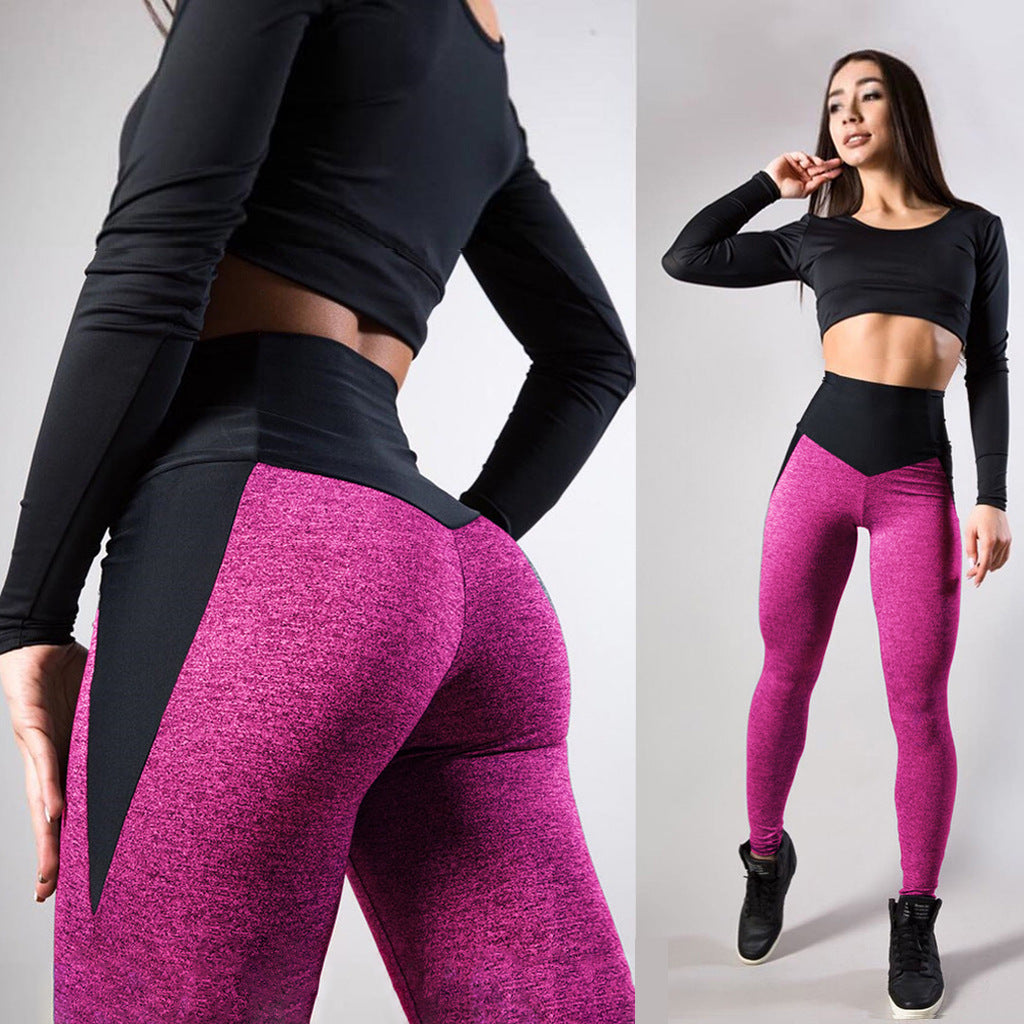 Leggings de sport, de course, de fitness et de yoga à coupe ajustée avec coutures contrastées