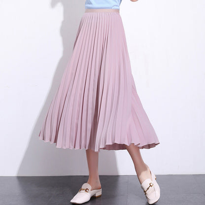 Solid color pleated skirt