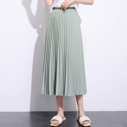 Solid color pleated skirt