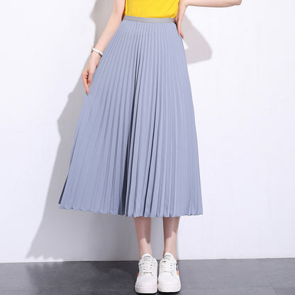 Solid color pleated skirt