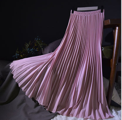 Solid color pleated skirt