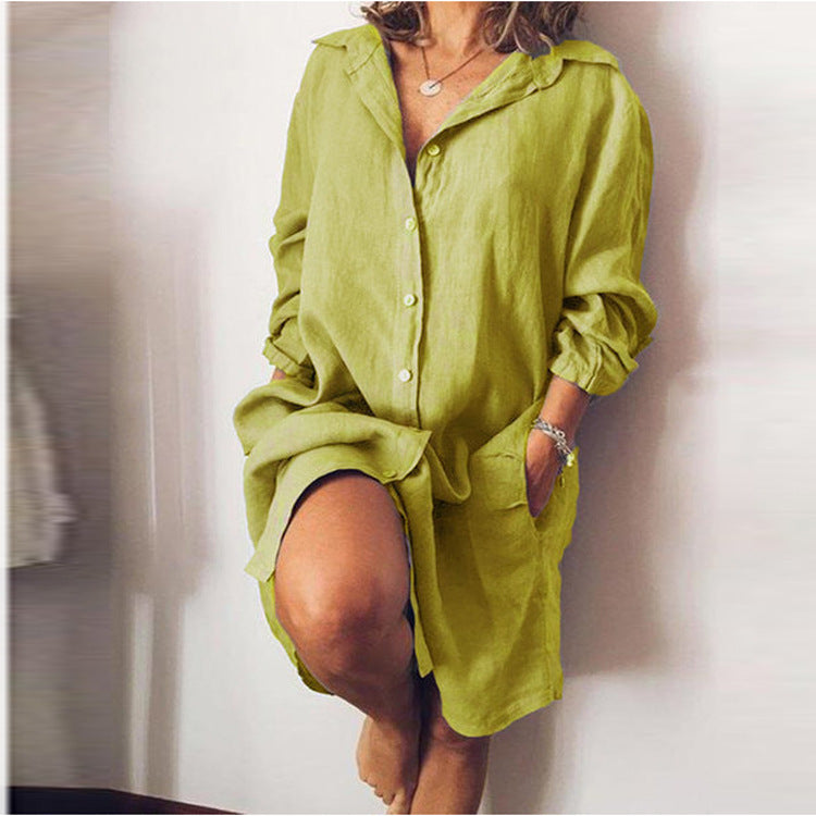 Loose Mid Length Shirts Women Dress Cover-ups Tunics For Mini Dress