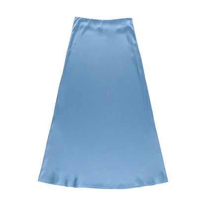 High Waist Satin Temperament Long Skirt Female European And American Ins Fashion Drape Slim Slimming Hip Skirt