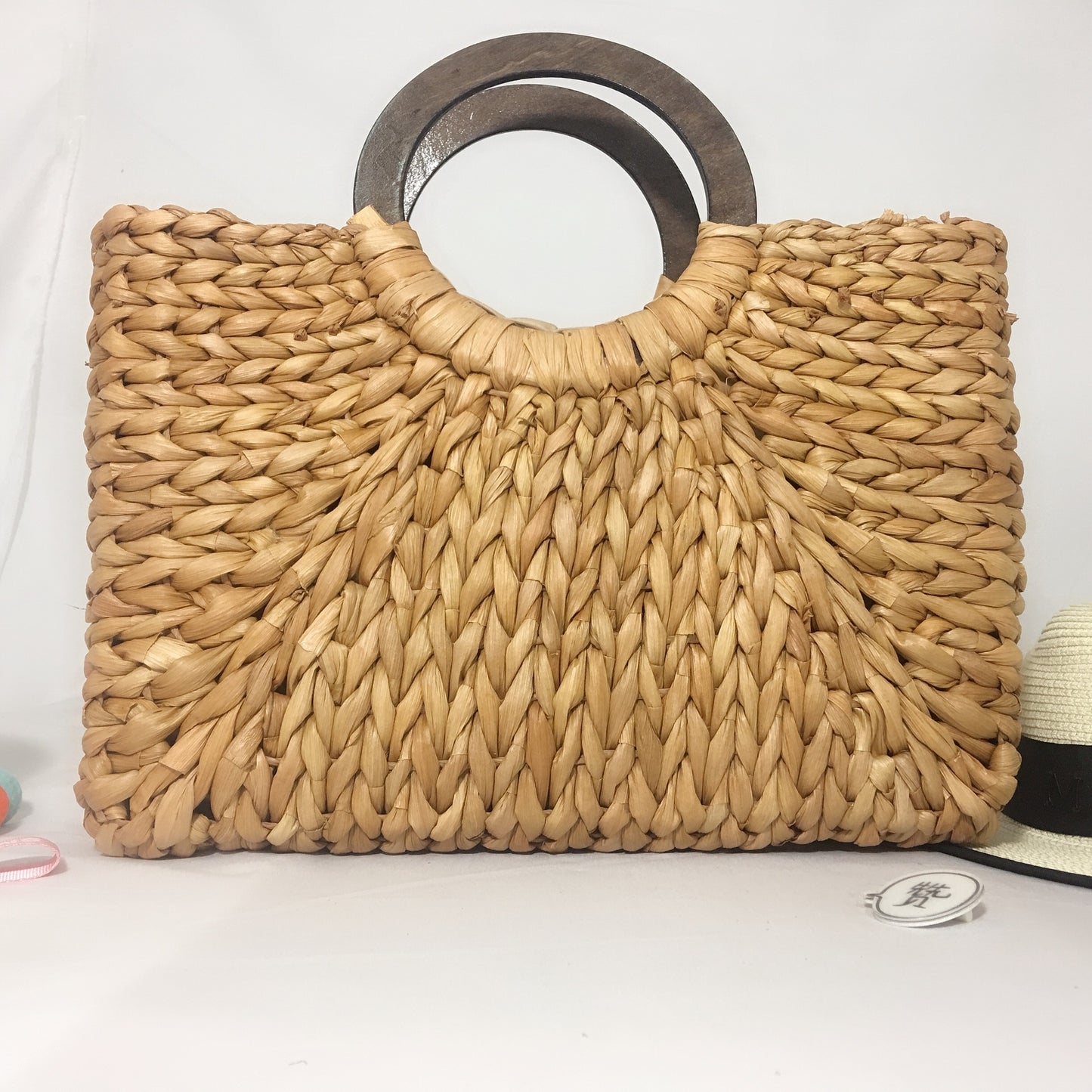 Travel And Leisure Bag, Hand-woven Bag, Corn Husk Woven Square Straw Bag