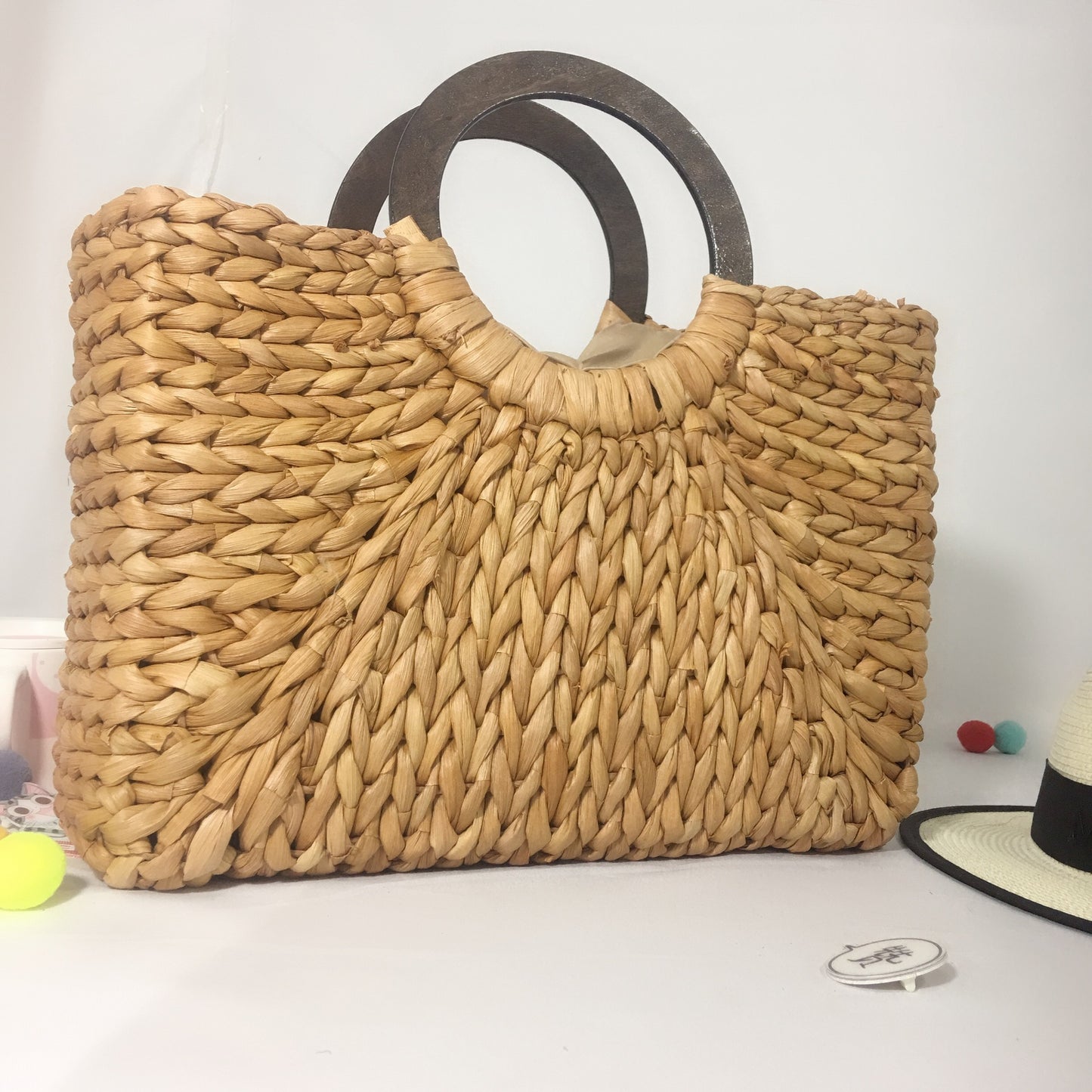 Travel And Leisure Bag, Hand-woven Bag, Corn Husk Woven Square Straw Bag