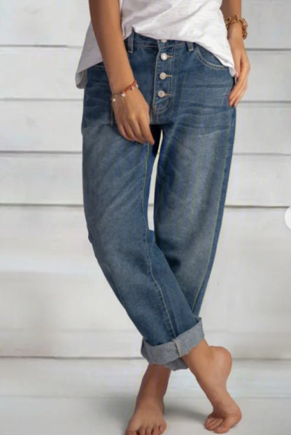 Fashion Casual Jeans Beaded Straight-leg Pants