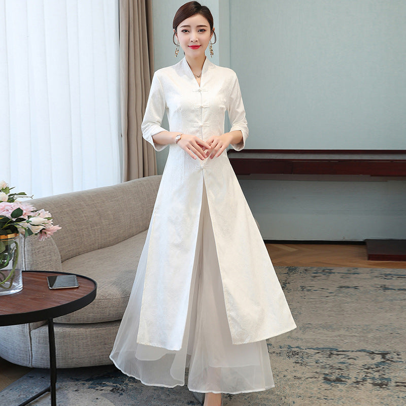 Spring New Chinese Style Young Style Improved Dress Female Embroidery Evening Dress Dress