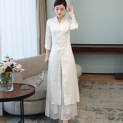 Spring New Chinese Style Young Style Improved Dress Female Embroidery Evening Dress Dress