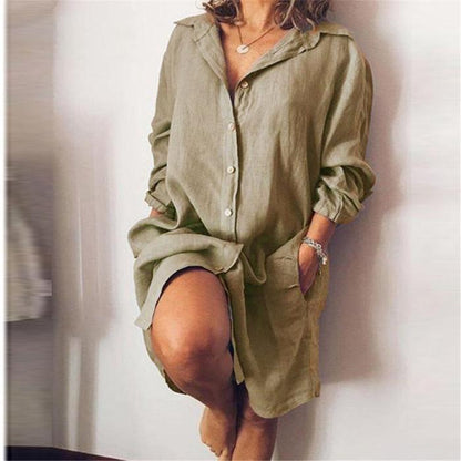 Loose Mid Length Shirts Women Dress Cover-ups Tunics For Mini Dress