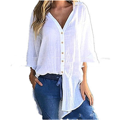 Linen Cotton Shirt Irregular Cardigan