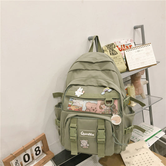 Cute Contrast Color Preppy Casual Nylon Backpack