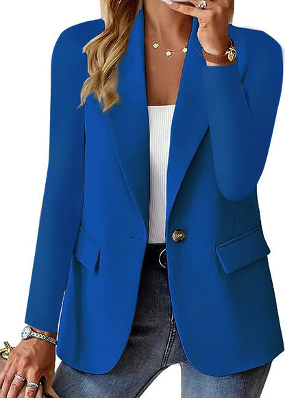 Veste de costume en polyester à manches longues pour femme, cardigan de couleur unie, petite veste de costume pour l'automne