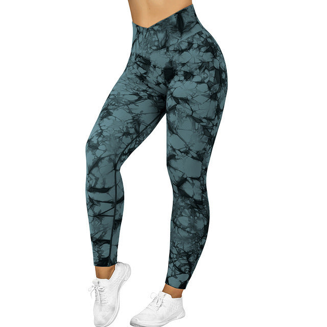 Leggings sans couture Tie Dye Pantalons de yoga pour femmes Push Up Sport Fitness Running Gym Leggings