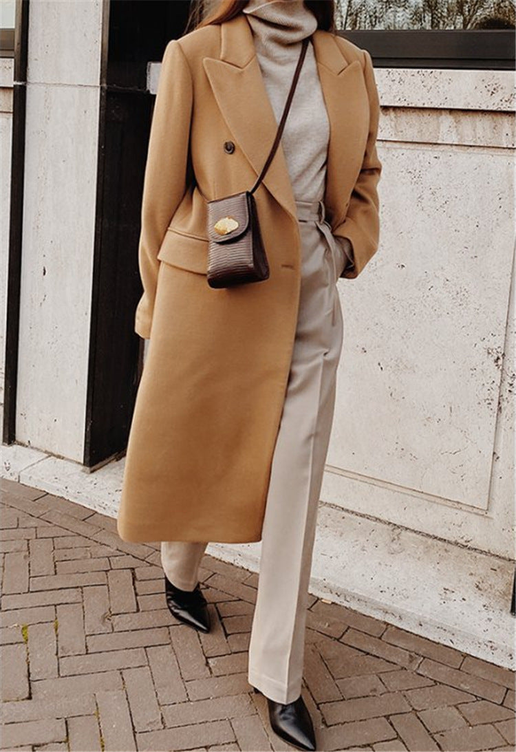 Manteau en laine à manches longues bicolore Vêtements pour femmes