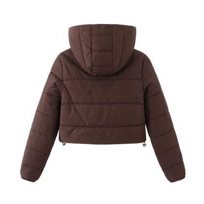 Manteau court à capuche avec fermeture éclair tendance pour l'hiver, veste couleur Mandela, vêtements d'extérieur pour femmes