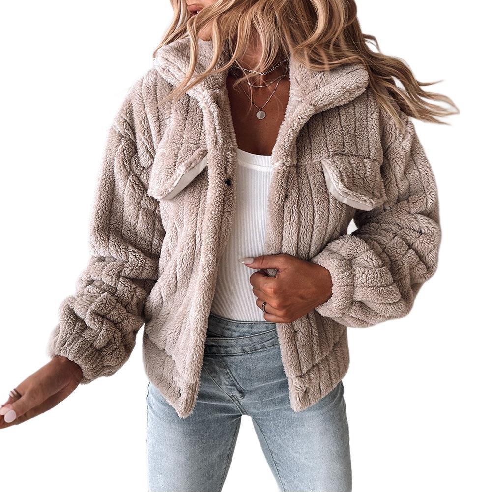 Women's Sunken Stripe Velvet Cardigan Lapel Short Coat