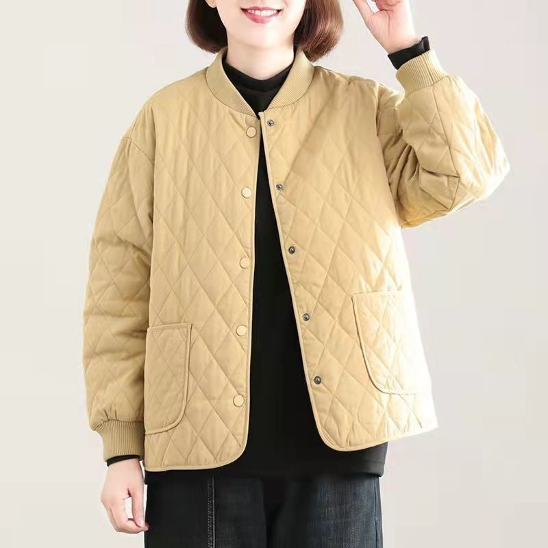 Cotton Coat Women's Autumn And Winter Rhombic Quilted Thin And Lightweight Cotton-padded Jacket